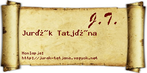 Jurák Tatjána névjegykártya